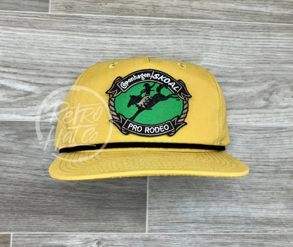 Cope / Skoal Pro Rodeo On Mustard Retro Hat W/Black Rope Ready To Go