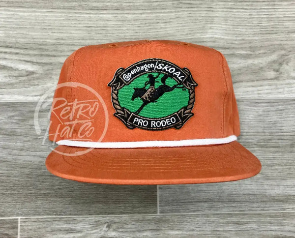 Cope / Skoal Pro Rodeo On Orange Retro Poly Rope Hat Ready To Go