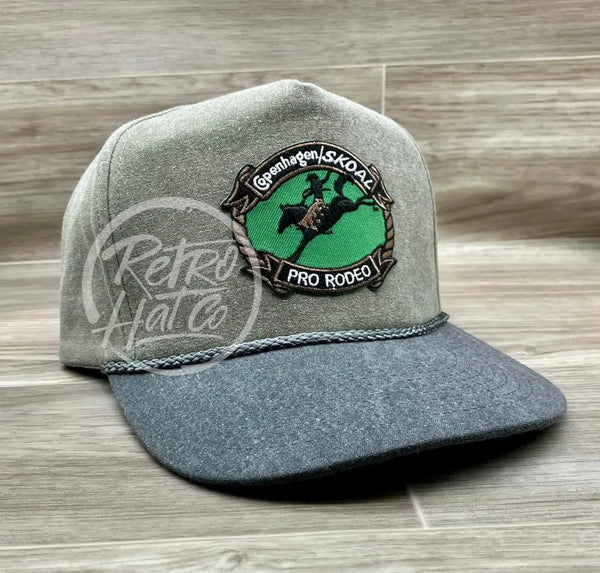 Cope / Skoal Pro Rodeo On Stonewashed Charcoal/Sand Retro Rope Hat Ready To Go