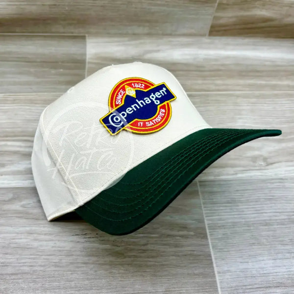 Copenhagen Patch On Natural/Green Retro Hat Ready To Go