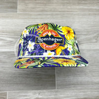 Copenhagen Patch On Purple Hawaiian Retro Rope Hat W/Leather Strap Back Ready To Go