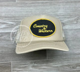 Country & Western Patch On Meshback Trucker Hat Beige Ready To Go