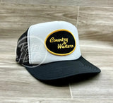 Country & Western Patch On Meshback Trucker Hat Black/White Ready To Go