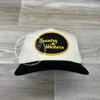 Country & Western Patch On Natural/Black Retro Hat Ready To Go