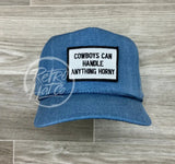 Cowboys Can Handle Anything Horny Patch (B&W) On Stonewashed Retro Rope Hat Sky Ready To Go