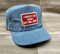 Cowboys Can Handle Anything Horny Patch (R&W) On Stonewashed Retro Rope Hat Ready To Go