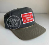 Cowboys Can Handle Anything Horny Patch (R&W) On Two-Tone Stonewashed Retro Rope Hat Charcoal / Sand