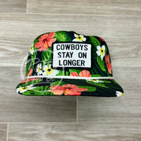 Cowboys Stay On Longer Black Hawaiian Retro Rope Hat W/Leather Strap Back Ready To Go