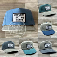 Cowboys Stay On Longer Patch On Stonewashed Two-Tone Retro Rope Hat Ready To Go