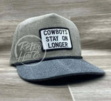 Cowboys Stay On Longer Patch On Stonewashed Two-Tone Retro Rope Hat Sand / Charcoal Ready To Go