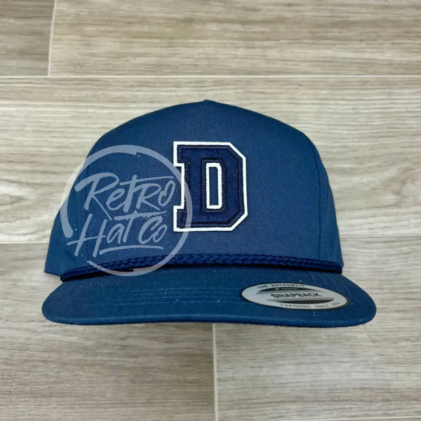 D Letter Patch On Blue Classic Rope Hat Ready To Go