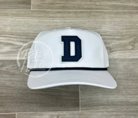 D Letter Patch On White Retro Hat W/Black Rope Ready To Go