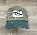 Dive Bar Darlin Patch On 2-Tone Stonewashed Retro Rope Hat Sand/Teal Ready To Go