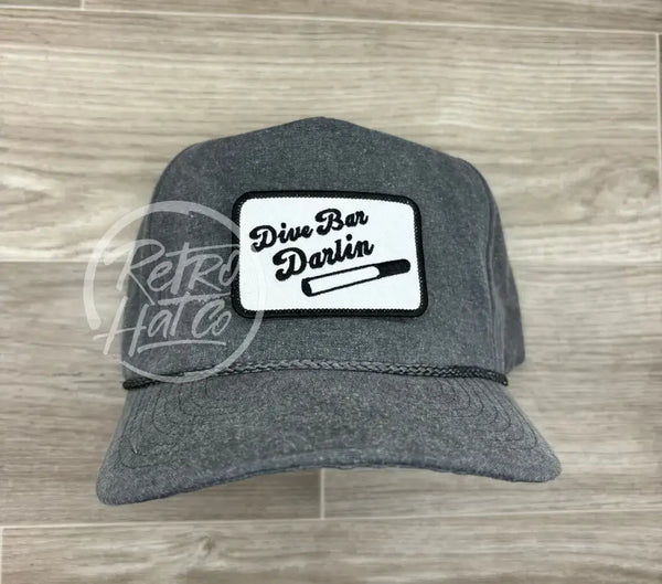 Dive Bar Darlin Patch On Coal Stonewashed Retro Rope Hat Ready To Go