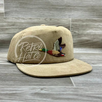 Mallard Duck Patch On Tan Corduroy Snapback Hat Ready To Go