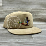 Mallard Duck Patch On Tan Corduroy Snapback Hat Ready To Go