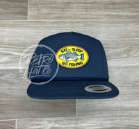 Eat Sleep Fish Patch On Classic Rope Hat Blue Ready To Go