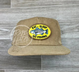 Eat Sleep Fish Patch On Corduroy Hat Tan Ready To Go