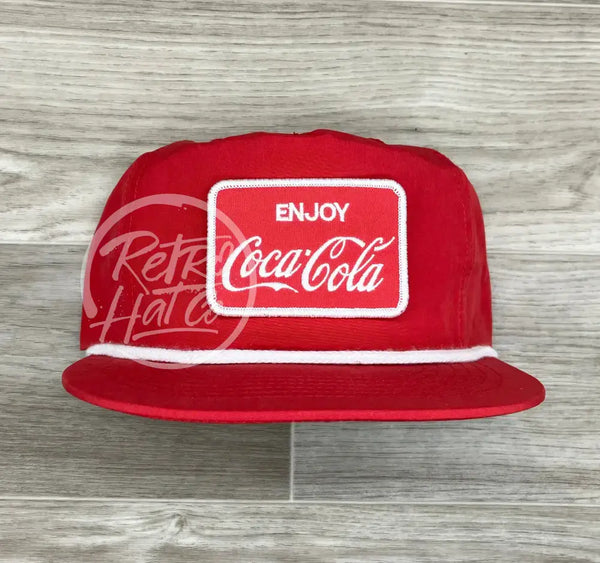 Enjoy Coca-Cola Patch On Retro Poly Rope Hat Red Ready To Go