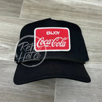 Enjoy Coca-Cola (Coke) Patch On Tall Black Retro Rope Hat Ready To Go