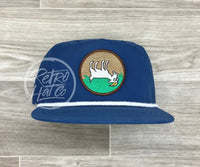 Fainting Goat On Retro Poly Rope Hat Blue Ready To Go