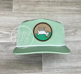 Fainting Goat On Retro Poly Rope Hat Green Ready To Go