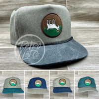 Fainting Goat On Two-Tone Stonewashed Retro Rope Hat Ready To Go