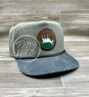 Fainting Goat On Two-Tone Stonewashed Retro Rope Hat Sand/Charcoal Ready To Go