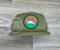 Fainting Goat Patch On Olive Retro Rope Hat W/Olive Ready To Go