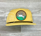 Fainting Goat Patch On Smoke Gray Retro Rope Hat Mustard W/Black Ready To Go