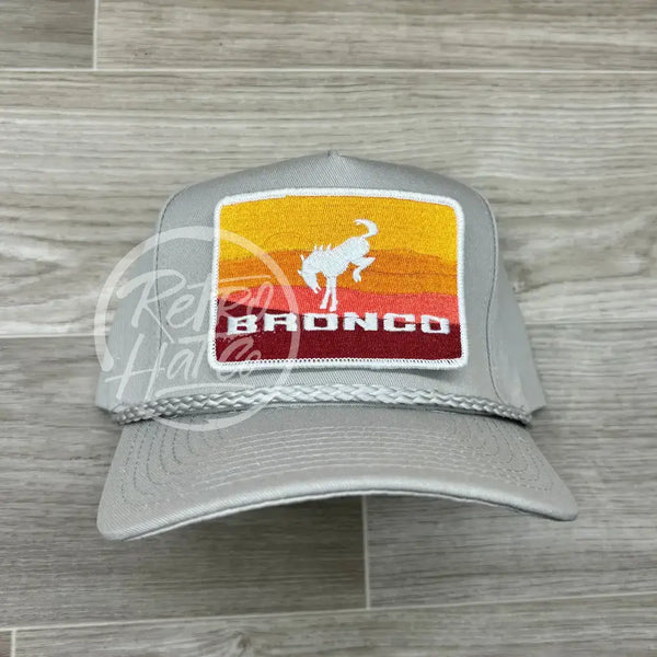 Ford Bronco Patch On Tall Gray Retro Rope Hat Ready To Go