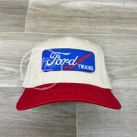 Ford Trucks Patch On 2-Tone Natural/Red Retro Hat Ready To Go