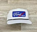 Ford Trucks Patch On Retro Rope Hat White W/Black Ready To Go