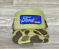 Ford Trucks Patch On Solid Front Camo Trucker Hat Ready To Go