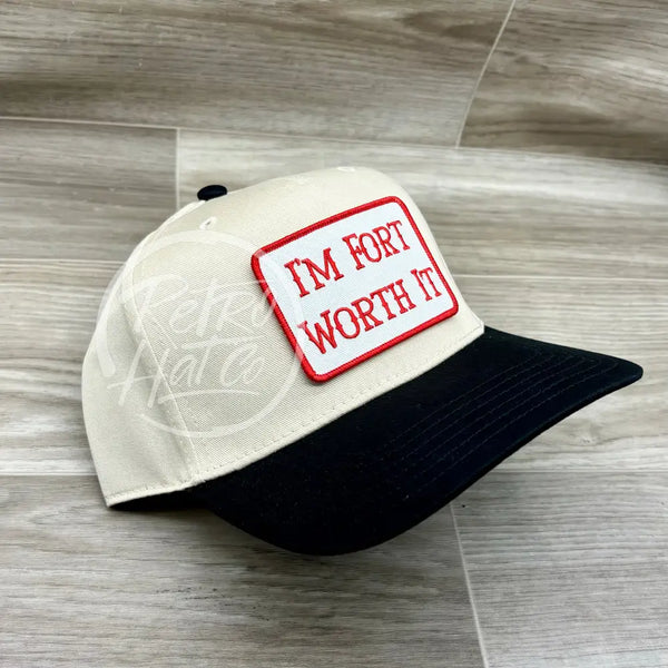 Fort Worth It Patch On 2-Tone Natural/Black Retro Hat Ready To Go