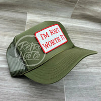 Fort Worth It Patch On Olive Green Meshback Trucker Hat Ready To Go