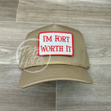 Fort Worth It Patch On Tall Tan Retro Rope Hat Ready To Go