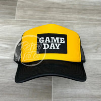 Game Day Patch On Meshback Trucker Hat Black/Gold Ready To Go
