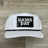 Game Day Patch On Retro Rope Hat White W/Black Ready To Go