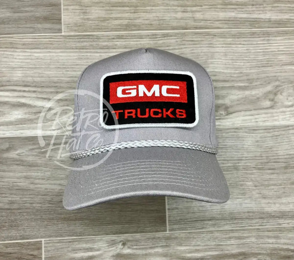 Gmc Trucks Patch On Gray Retro Rope Hat Ready To Go