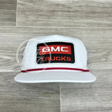 Gmc Trucks Patch On White Retro Hat W/Red Rope Ready To Go
