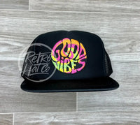 Good Vibes On Black Meshback Trucker Hat Ready To Go