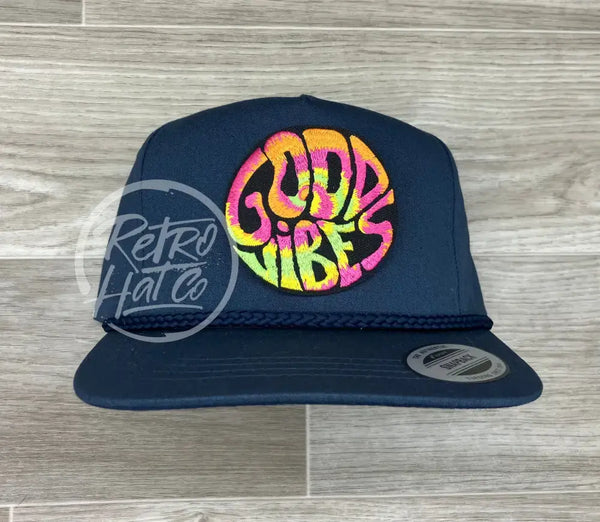 Good Vibes On Blue Classic Rope Hat Ready To Go