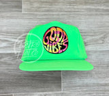 Good Vibes On Neon Lime Nylon Retro Rope Hat Ready To Go