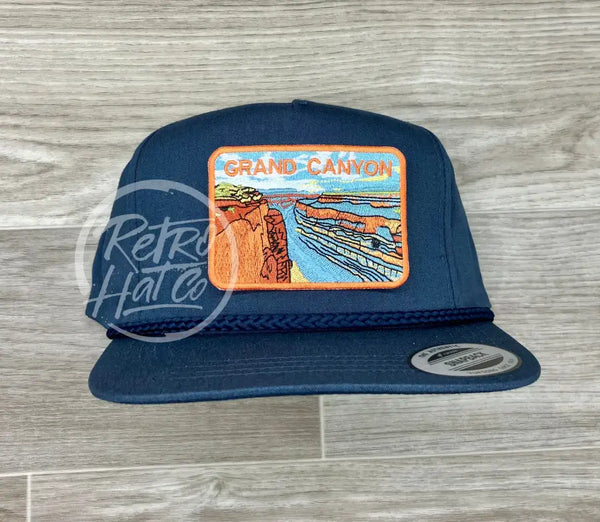 Grand Canyon (Rectangle) Patch On Blue Classic Rope Hat Ready To Go