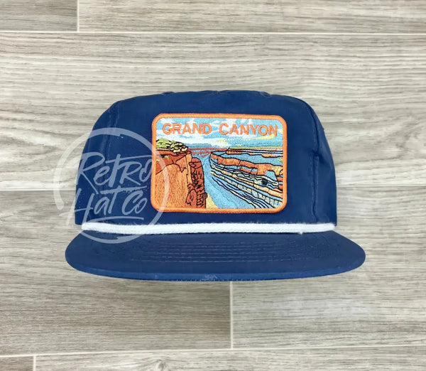 Grand Canyon (Rectangle) Patch On Blue Poly Retro Rope Hat Ready To Go