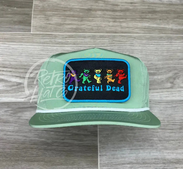 Grateful Dead 5 Bears On Green Poly Retro Rope Hat Ready To Go