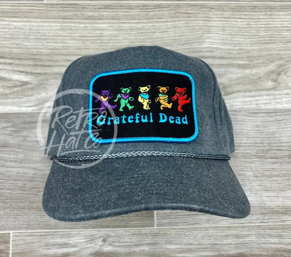 Grateful Dead 5 Bears On Stonewashed Coal Retro Rope Hat Ready To Go