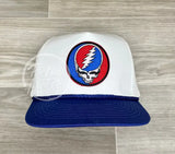 Grateful Dead Lightning Skull (Steal Your Face) On Blue/White Retro Rope Hat Ready To Go