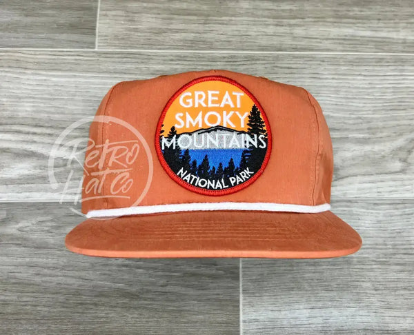 Great Smoky Mountains Natl Park (Red Border) On Orange Poly Rope Hat Ready To Go